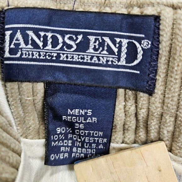 Lands End Pants Mens Size 36 Regular Tan Corduroy Comfort Traditional Fit - Picture 2 of 6